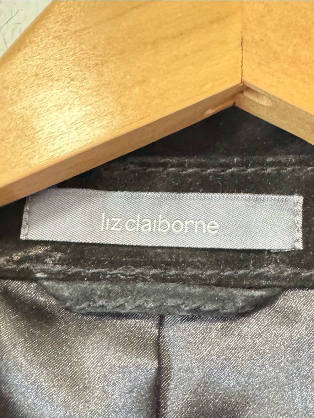 Liz Claiborne Black Suede Leather Jacket Womens Large Y2K Vintage Zip Button - Picture 2 of 11